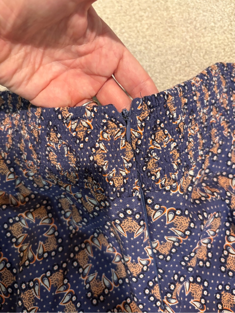Wide-Leg Printed Palazzo Pants - purpley-blue and pink-tan - Picture 4 of 5